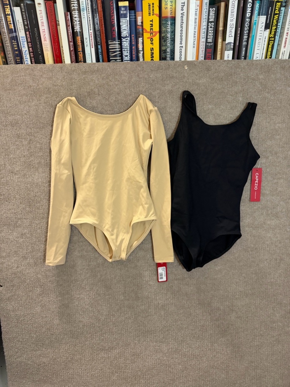 Capezio Cream Long-Sleeve Leotard and Black Tank One-Piece Set, 10/12Y